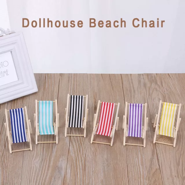 Stripe Deck Sunbathing Toy Dollhouse Beach Chair Doll Miniature Furniture