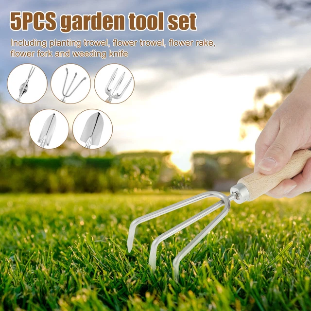 5Pcs Garden Tools Set Miniature Planting Tool with Wood Handle Portable TH 2