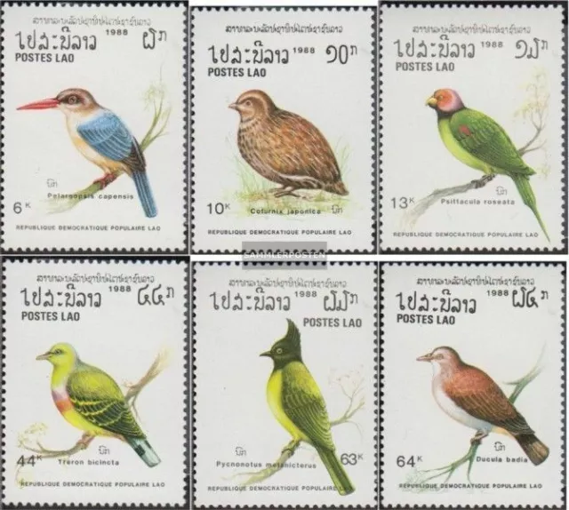 Laos 1082-1087 (kompl.Ausg.) postfrisch 1988 Vögel