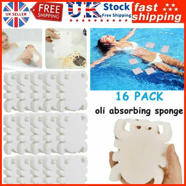 16 Oil Absorbing Sponge For Swimming Pool Hot Tub Spa Dirt Scum Cleaner Absorber