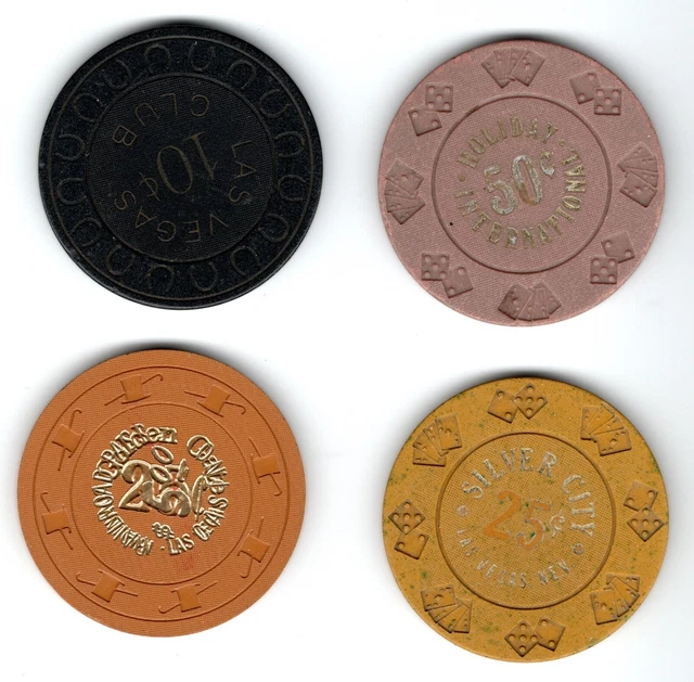 Las Vegas flawed fractional Gaming Chips - Lot of 4