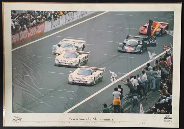 Original Twr Silkcut Jaguar Xjr-12 Lm Le Mans 24 Hours 1990 Victory Poster Large