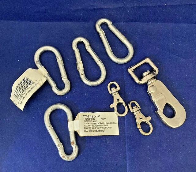 7 pc lot - 4 Spring Snap Link Clips T7645016  + 3 asst Swivel Eye Trigger Snap