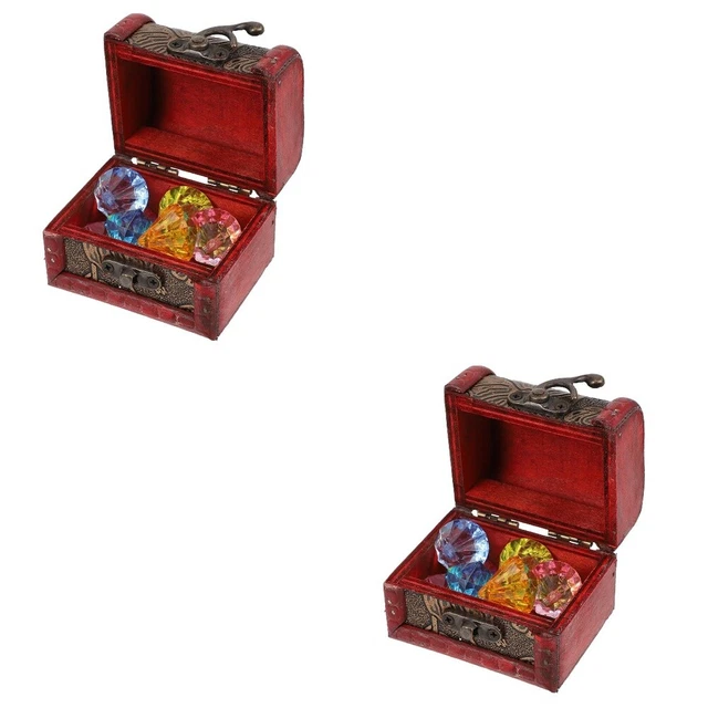 2 set petto tesoro pirata con pietre preziose legno gioielli scatola souvenir scatole