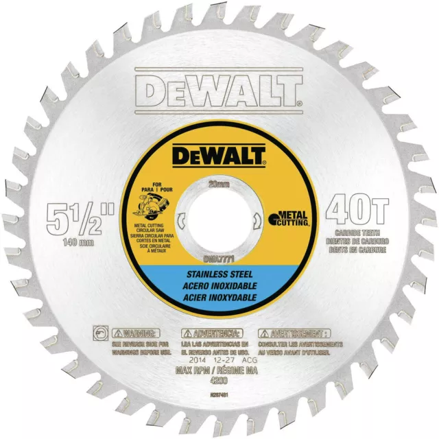 DeWalt DWA7771 30T 5-1/2 in. Stainless Steel Metal Cutting w/ 20mm Arbor New