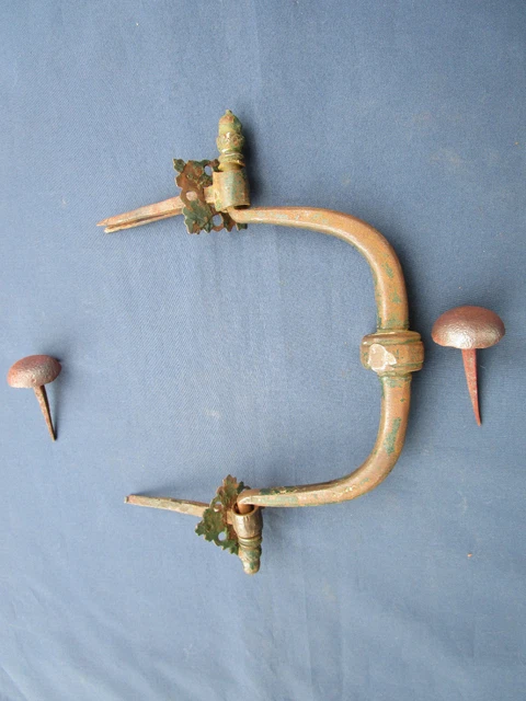 Gros Heurtoir XVII - XVIII Marteau de porte Poignée fer forgé ancien Ht 29 cm