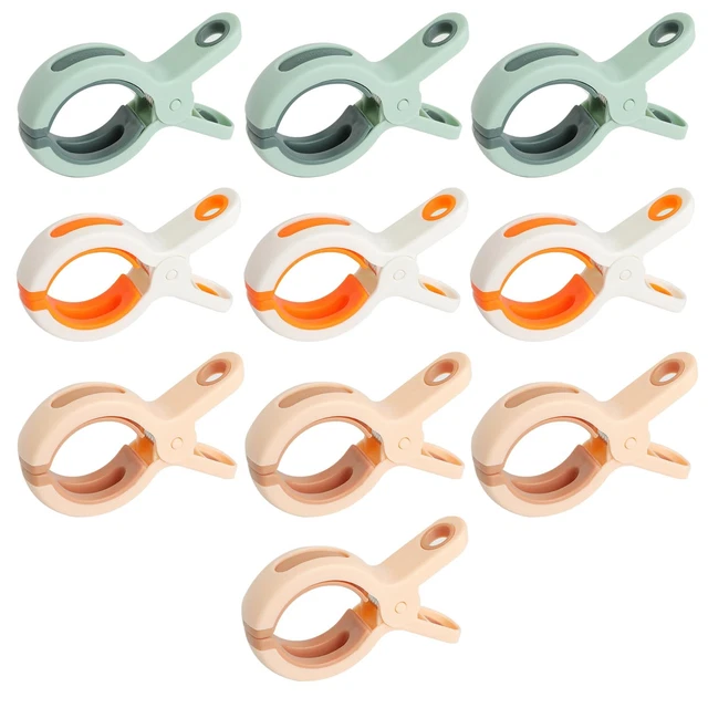 Clip Ferma Asciugamano Da Spiaggia, 8 Mollette Grandi In Plastica E Acciaio Inox, Apertura 6.9cm