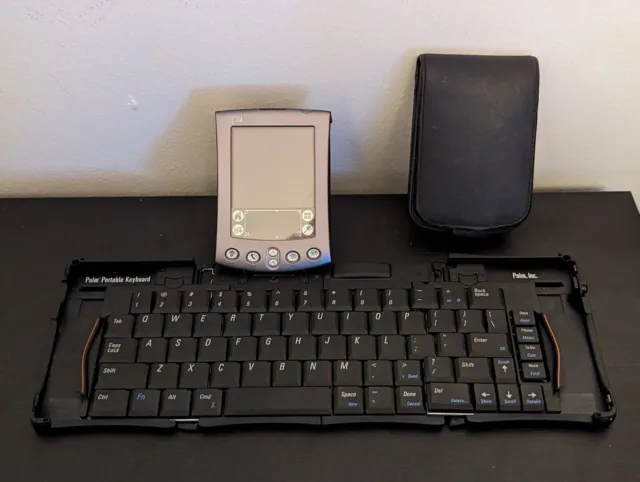 Vintage Palm M515 PDA with Portable Folding Keyboard, Case & Stylus