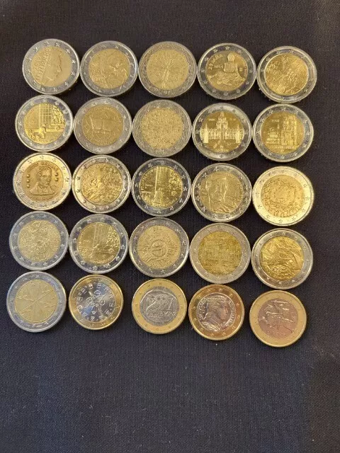 2 € Euro Münzen Konvolut Sammlung insgesamt 21 x 2 EUR und 4 x 1 EUR 