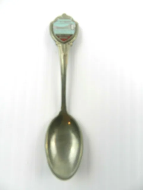 Vintage Souvenir Spoon Michigan Mackinac Bridge Scene 3" Silver Tone USA