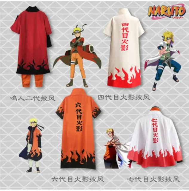 Naruto Shippuden Akatsuki Hokage Robe Cloak Coat Anime Cosplay Costume  Halloween