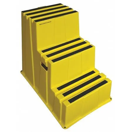 Zoro Select 44Zj63 3 Steps, Plastic Step Stand, 500 Lb. Load Capacity, Yellow