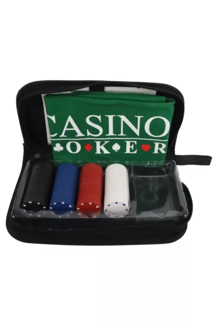 Casino Poker Set Grün Texas Hold'em Neu W-8mfazw