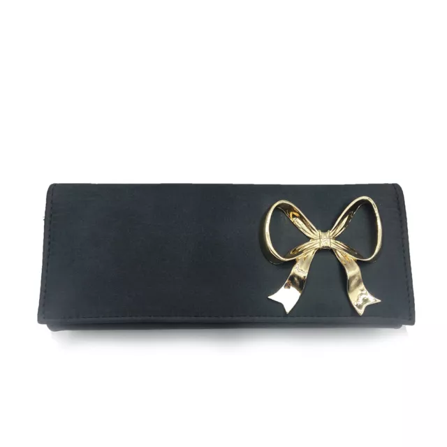 Womens Designer Style Gold Bow Clutch Bag Ladies Evening Party Handbag Purse