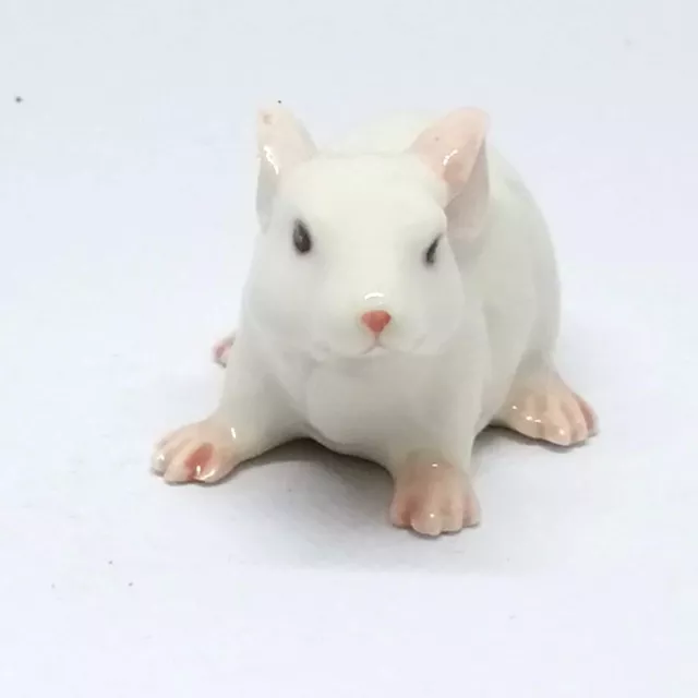 Ceramic Mouse Rat Figurine White Animal Hand Painted Porcelain Collectible Decor 3