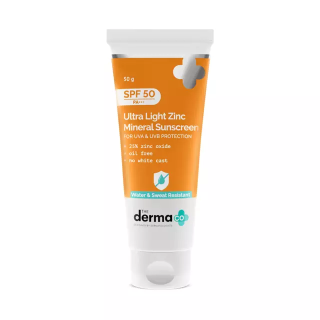 The Derma Co Ultra Light Zinc Mineral Sunscreen With SPF 50 PA+++ (50 g)