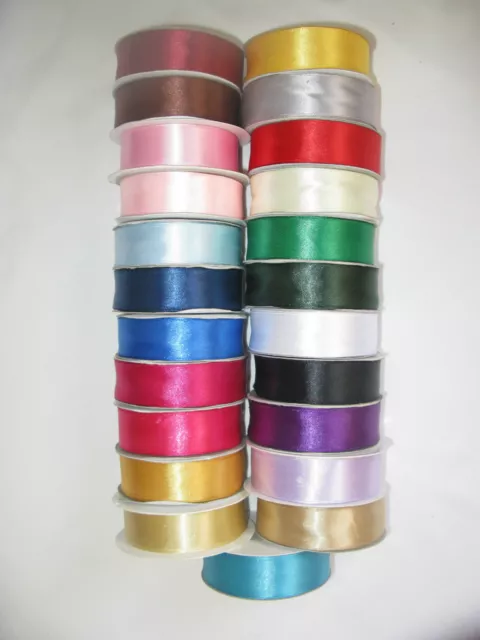 50m Full reel double sided satin ribbon 3mm 10mm 16mm 25mm lots of colours