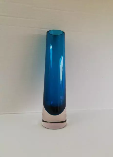 Whitefriars 9 1/4" Cased Kingfisher Blue Chimney Vase. 9655  G Baxter  C1969-71