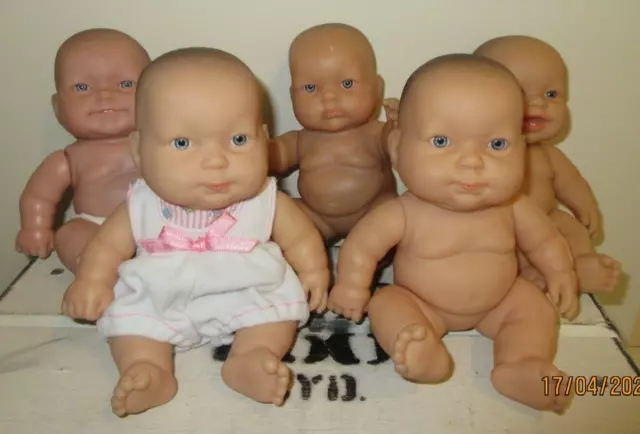 LOTS TO LOVE BABIES LOT OF 5 BABY DOLLS 1999 Berenguer VINTAGE 8" CHUBBY BABIES