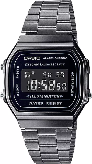 Casio A168WGG-1B Unisex Watch Stainless Steel Band Digital Illuminator NEW