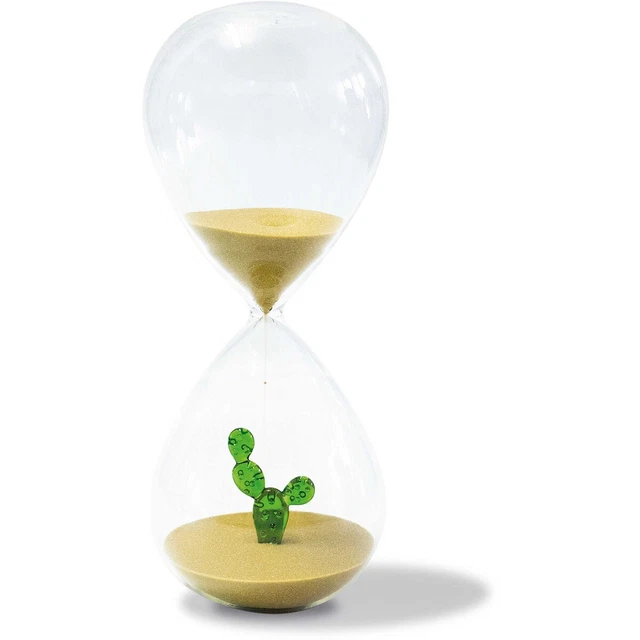 WD Lifestyle Reloj de Arena Monterey de Vidrio Con Cactus