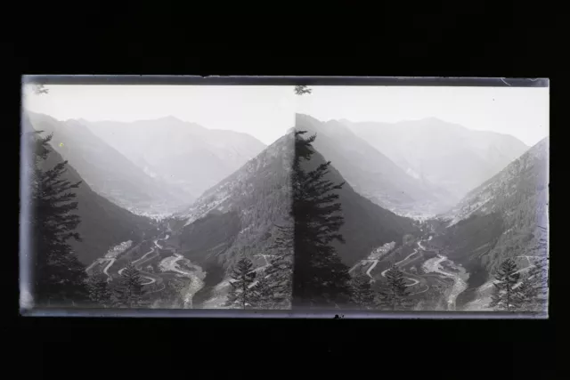Montagne France Cauterets Photo Stereo L2n6 Vintage Plaque de verre NEGATIF