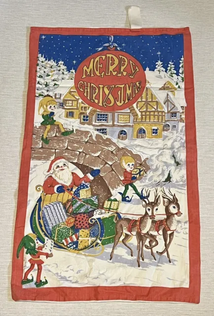 Piccola borsa o calza rettangolare vintage visone natalizie retrò renne di Babbo Natale