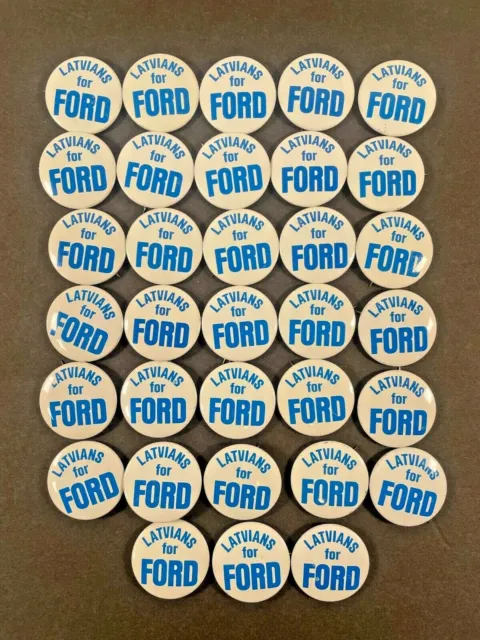 Latvians for Ford vintage political pin button pinback NOS lot 33 President Joy