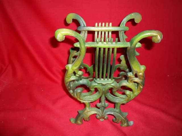 Brass Magazine Rack Stand Music Treble Clef Book Green Patina 11 x 6 inches