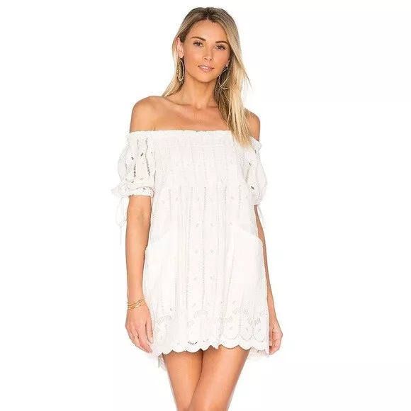 Revolve Tularosa Quinn Mini Dress Off The Shoulder Embroidered Shell Size XS NWT