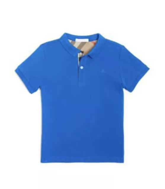 NEW  Burberry Boys' Blue Placket Polo Shirt, Size 14Y/164cm