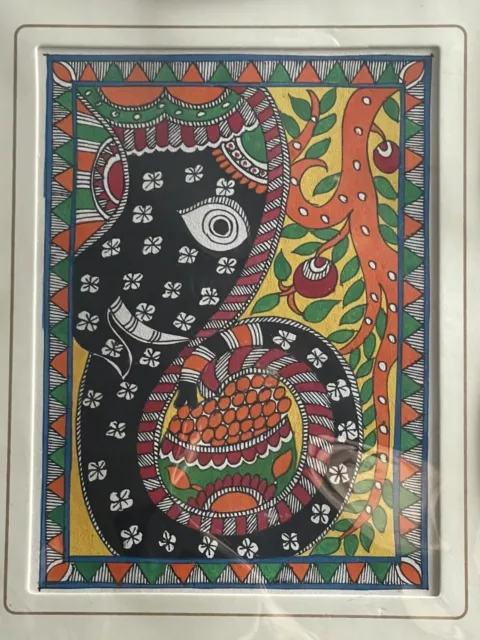 Original Madhubani Mithila Painting Devotional Theme Handmade Indian Folk Art 2