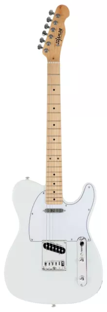 Shaman E-Gitarre TL Style Design 2 Single Coil Pickups Ahorn Linde Cutaway weiß 3