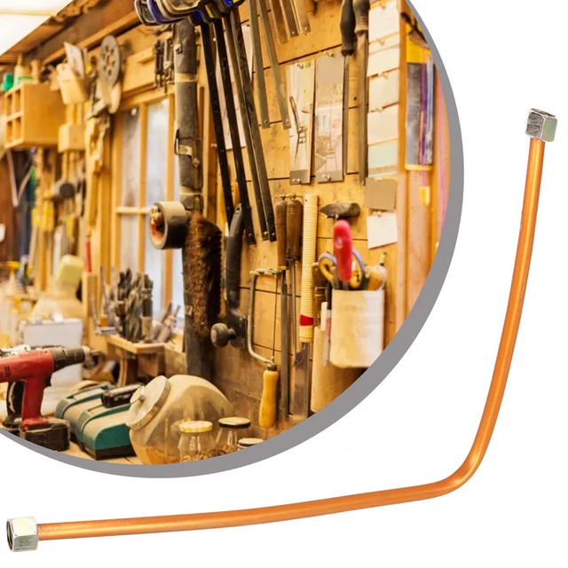Tube D'échappement Pour Compresseur D'air - Aluminium Plaqué Cuivre, Filetage G3/8" - Longueur 450 Mm, Diamètre 10 Mm - Pour Connexion, Remplacement