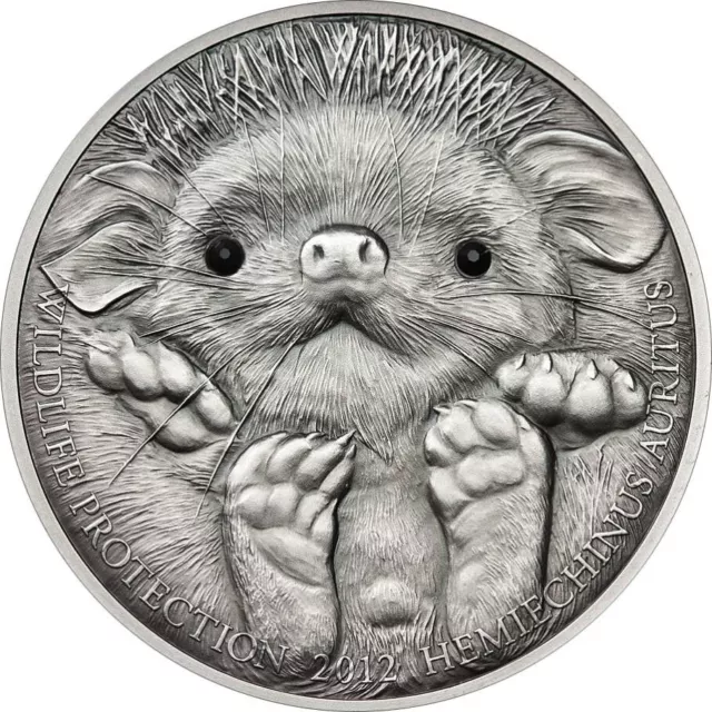 2012 Long Eared Hedgehog 1 oz Pure Silver  High Relief Coin