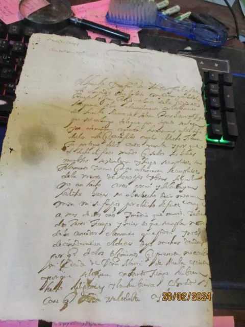Manuscript in Old Spanish of 1641 , in Spain, part of an INQUISITION document