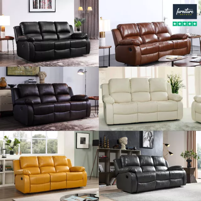 Valencia Sofa Suite Set - Leather Recliner 3+2+1 Sofas Black Brown Cream LAZYBOY