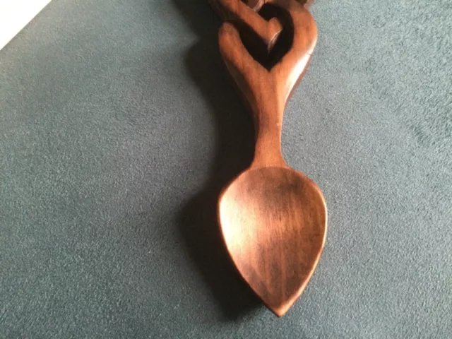 Welsh carved wooden love spoon, large in box 3