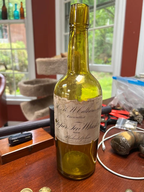 Paper Labeled Yellow Citron H. H. W. Catherwoods Upper Ten Whiskey Phila. Bottle