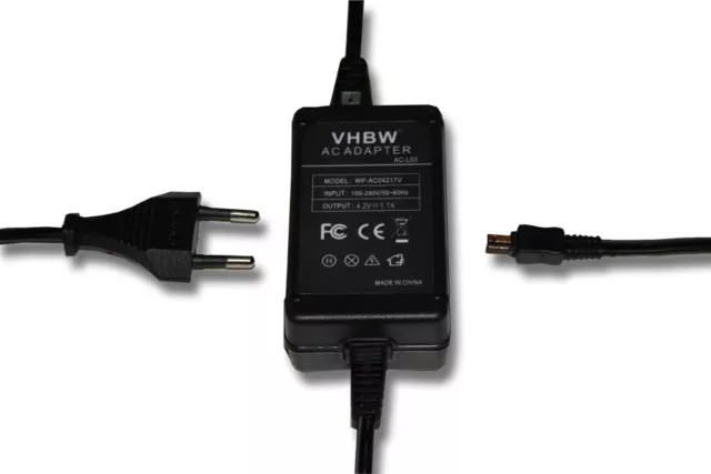 Chargeur pour Sony Cybershot DSC-HX5V/B, DSC-HX7V, DSC-HX9V, DSC-H9, DSC-H70 2m