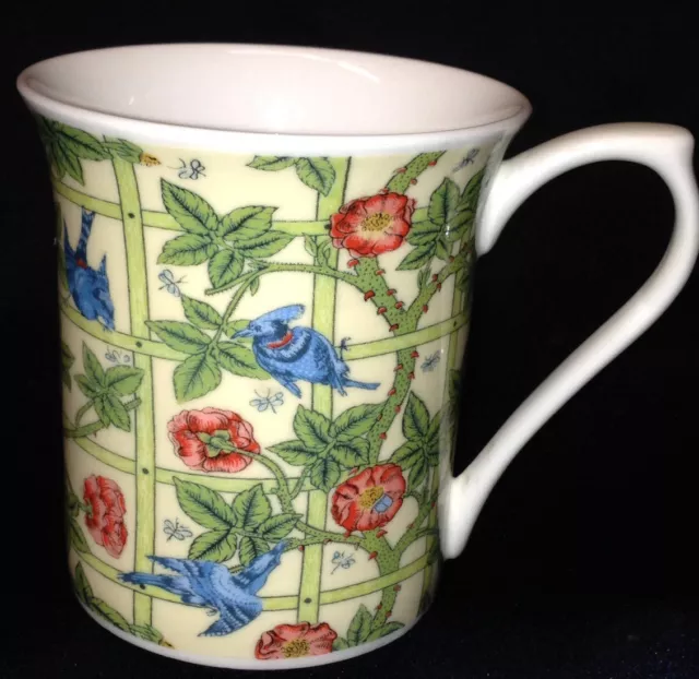 Queen's Fine Bone China Morris & Co Trellis Cup Or Mug 10 Oz Blue Birds 3