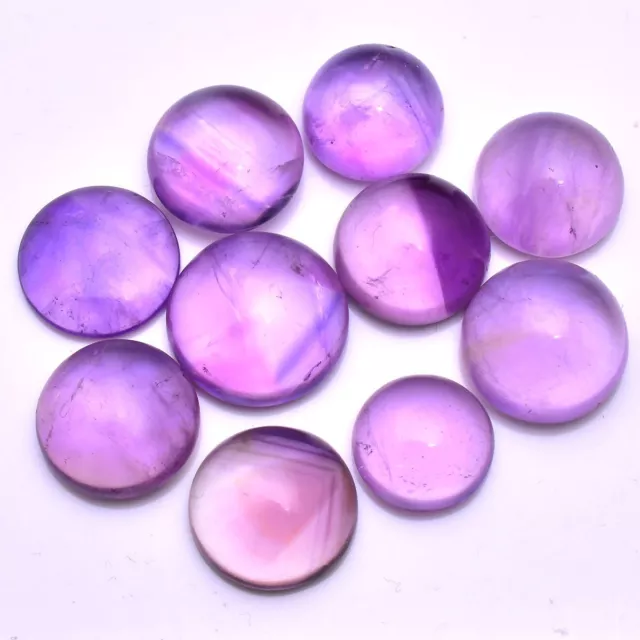 10 Pcs Natural Purple Amethyst 12mm-15mm Round Cabochon Huge Loose Gemstones Lot