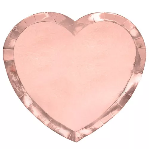 Rose Gold Heart Shape Foil Paper Plates 21cm - Pack of 6