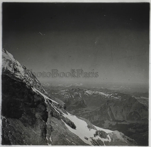 Suisse Alpes Montagne Photo G15 Plaque de verre Stereo Vintage