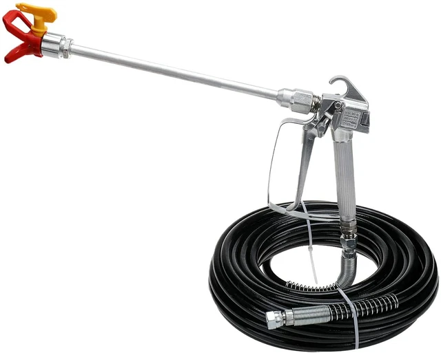 AIRLESS SPRAY GUN & 50ft Hose Kit With 12" Extension Pole 3600PSI & 517