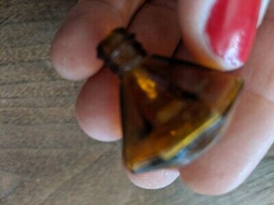 Old Amber Deco Depression Octagonal Glass Threaded Door Drawer Pull Knob 1"