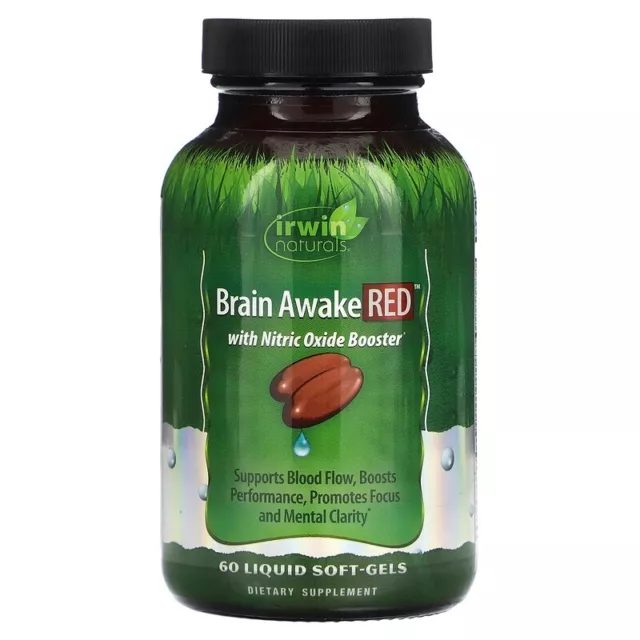 Irwin Naturals - Brain Awake Red - 60 Liquid Soft-Gels - New Stock - Exp: Mar 25