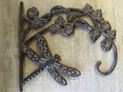 Dragonfly Plant Hanger brown cast iron pot hook rustic shabby