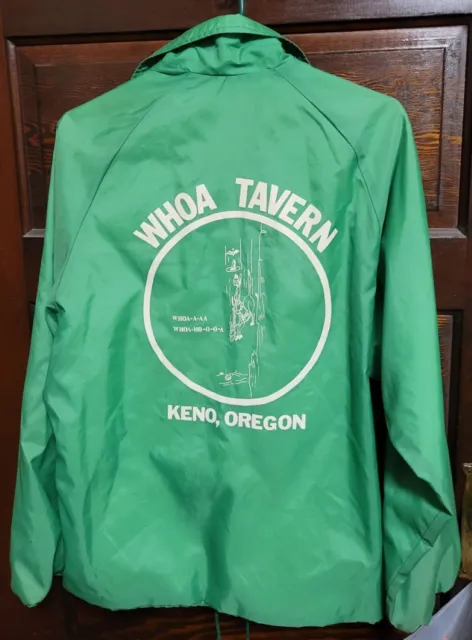 Vintage Nylon Windbreaker Jacket WHOA TAVERN Keno, Oregon Sz S Swingster Jackets