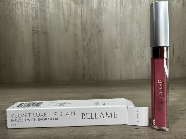 Lápiz labial BELLAME Terciopelo Luxe Mancha Labial - Rosa Cali - Tamaño Completo 5 ml NUEVO EN CAJA